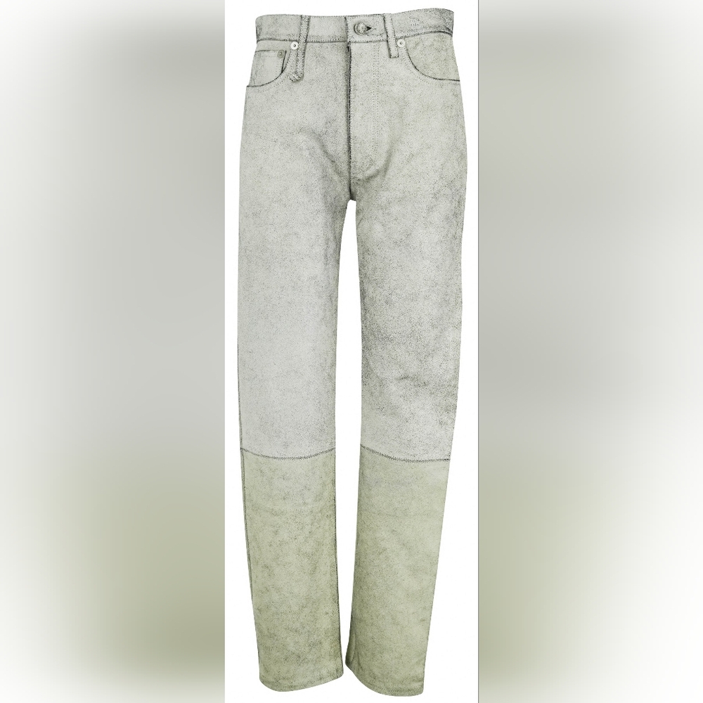 Nwt R13 $1995 100% Cow Skin Leather Pants In Crackled White
